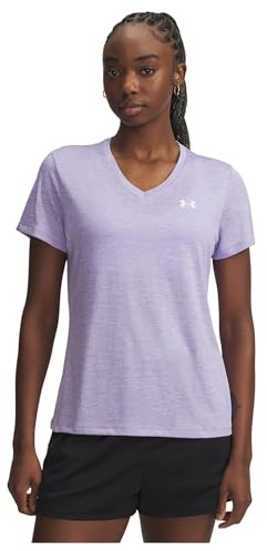 Under Armour Women's Tech Short Sleeve V-Neck Twist, Transparent/White, L