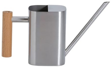 JISADER Regadera de Acero Inoxidable de 500 Ml con Asa Y Boca Alargada para Bonsáis, Plata