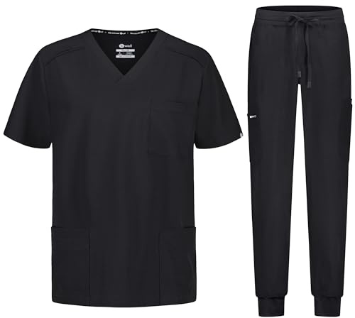 B-well MATTEO Divisa Sanitaria Uomo Elastica | Uniforme Sanitaria | Set con Casacca e Pantalone Jogger | Divise con Spandex