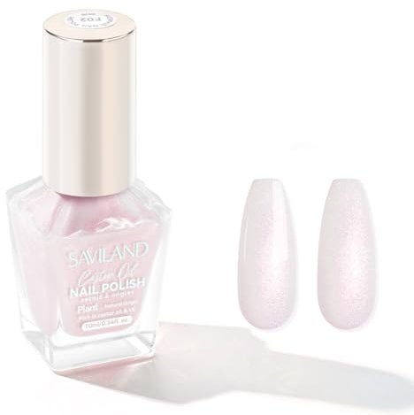 SAVILAND Smalto rosa perlato glitter olio di ricino sirena perline ad asciugatura rapida smalto a lunga durata per salone fai da te manicure salone (rosa, 10 ml)