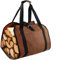 Heavy Duty Canvas Firewood Carrier Bag Waxed Waterproof Log Tote with Axe Holder Strap for Indoor Fireplace Outdoor Camping(brown)