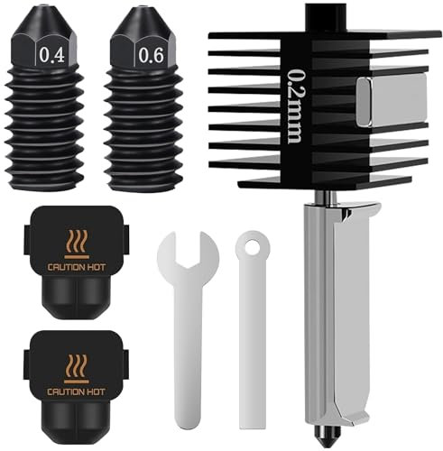 Joycabin Kit stampante 3D Hotend per Bambu Lab A1/A1 Mini, gruppo Hot End con ugello in acciaio temprato da 0,2/0,4/0,6 mm, 2 calze in silicone e wrenches, ricambio per stampante 3D