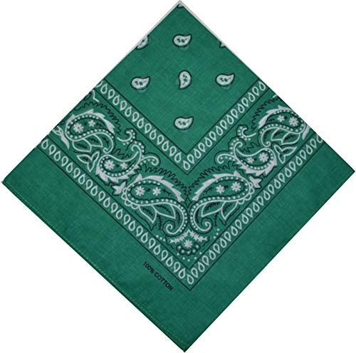 Bandana Halstuch Biker Nikki Tuch Schal Paisley Kopftuch 100% Baumwolle (Malachitgrün, 3er)