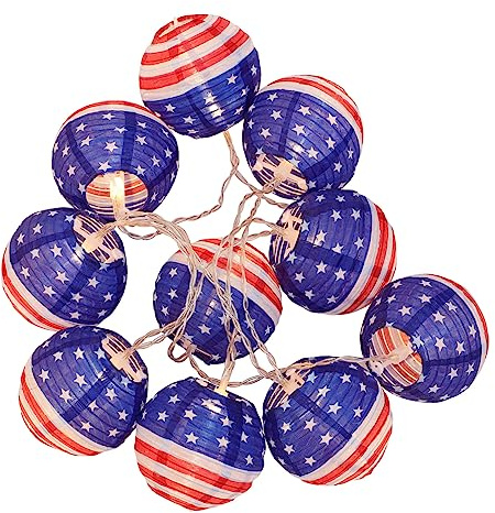 Zerodeko 1Stück LED Lichterkette Mit Amerikanischer Flagge Kupferdraht Beleuchtung Für Unabhängigkeitstag Gartenpartys Und Hochzeiten Warmweiß Batteriebetrieben Lieferumfang