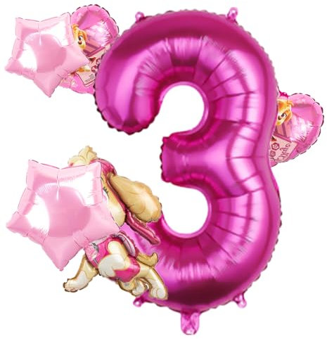 Biuebinc Geburtstag Deko, Luftballons Geburtstag, Luftballons Rosa Happy Birthday Deko Dog Partydeko Geburtstagsdeko Mädchen