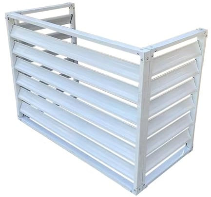 CVERTHAF (3 Paneele) Klimaanlagenzaun, Sichtschutzzaun aus Aluminium, Sichtschutzwände für den Außenbereich, No-Dig-Hinterhofeinheiten (weiß)