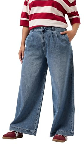 Yours Curve Pleated Wide Leg Jeans - Women's - Plus Size Curve