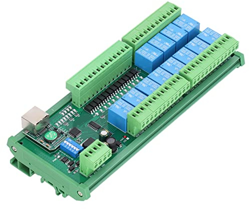 MasYosh Modulo Switch relè, 12 Porte di Input Isolate Otticamente con 7 Istruzioni On Off di Ritardo Nell'interblocco, per la Scheda di Espansione PLC RTU TCP IP Network Controller