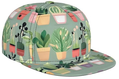 Bonsai Plant Printed Baseball Cap Flat-Brimmed Suitable for Outdoor Activities such as Travel Hiking, And Fishing, Black