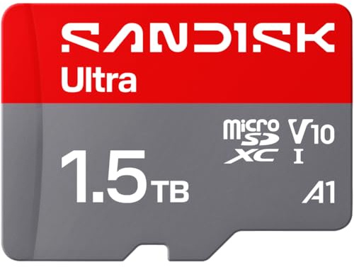 SANDISK Ultra Carte microSDXC UHS-I + SD Adapter, 1.5 to (Vitesses de Transfert Jusqu’à 195 Mo/s, vidéos en Full HD, V10, U1, C10, A1)