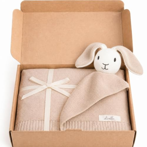 Livella 2-in-1 Babydecke & Kuscheltuch Hase – 75x100 cm, 100% Bio-Baumwolle | mit Geschenkbox, Babydecke, Kuscheltuch & Kuscheltier in einem, weich, atmungsaktiv, GOTS & OEKO-TEX 100 zertifiziert