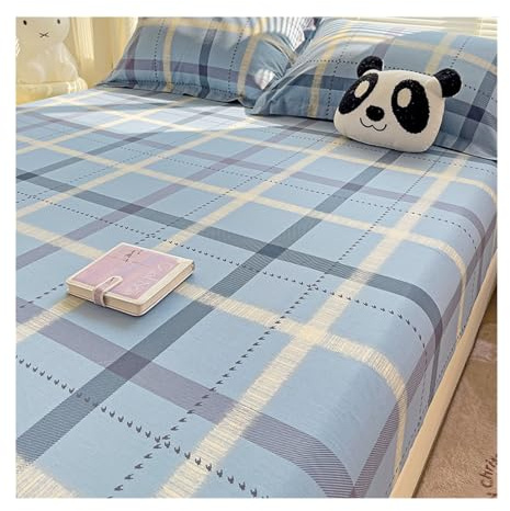 Bettlaken ohne Gummizug Baumwolle Kleiner Blumendruck 120x230cm bis 245x270cm Ultraweiches Bed Sheets Betttuch ohne Gummi und Laken Bedsheets(Blue,120x230cm)