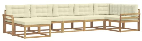 vidaXL Outdoor-Sofagarnitur mit Kissen 7 pcs Weiß und Creme, Moderner Garten-Sofa, Flexible Sitzgelegenheit, wetterfestes Set für Entspannung im Hinterhof