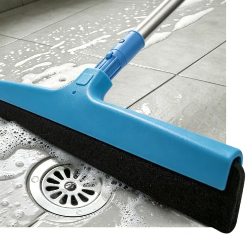 Floor Squeegee Scraper Kit with 51'' Long Handle, Daily Bathroom Wet Room Water Remover, Fast Clear Shower Floor Standing Water, Remove Stubborn Stains & Pet Hair, Perfect for Shower Room Kitchen Pool
