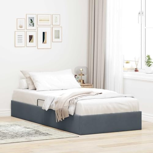 YNGBHFNOP Ottoman Bettgestell mit Stauraum Samt 180x200 Doppelbett mit Lattenrost Kopfteil aus Kunstleder Hydraulik Liftmechanismus freistehend modernes Polsterbett Schlafzimmer Möbel ohne Boxspring