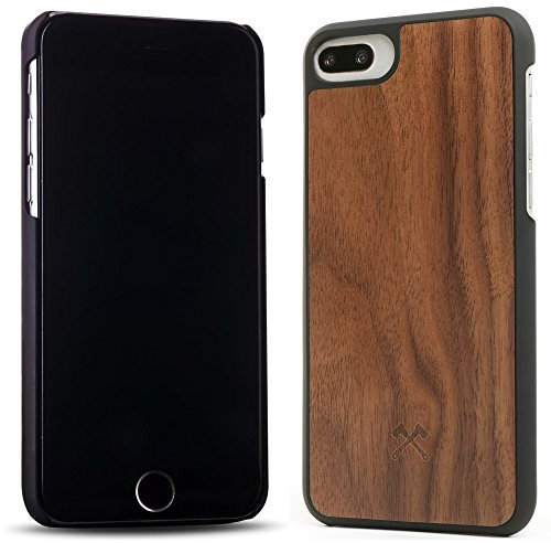 Woodcessories - EcoCase Casual - Coque, Housse, Design Premium pour iPhone en bois véritable et durable (iPhone 7 Plus/ 8 Plus, Noyer / Noir)