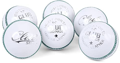 Mozi Sports weiße Harte Cricket-Bälle, Klasse A Senior, offizieller Ball, 6 Stück, Gewicht 156 g