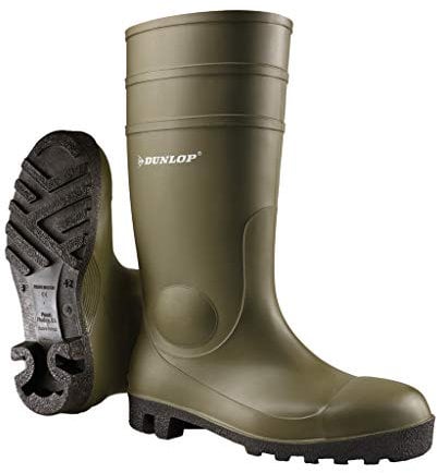 DUNLOP Protomastor - Unisex Knee High Full Safety Waterproof Work Boots, Green, S5 Rated Antistatic and Slip-Resistant PVC Wellies with Steel Toecap for Outdoor and Farm Work - EU46, UK11