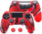 OcioDual Funda de Silicona Compatible con Mando PS4/Slim/PRO Tricolor Rojo Cubierta Anti Caídas Golpes Goma Flexible Suave