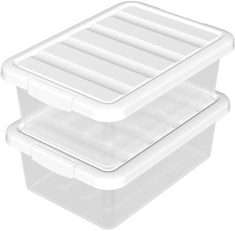 Ucake 14 L Plastic Storage Box with Lids, Clear Plastic Box with Lid, 2 Packs