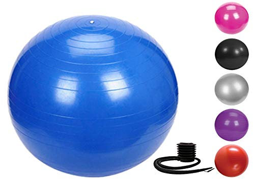 Ever Rich ® EXERCISE GYM YOGA SWISS BALL FITNESS PREGNANCY BIRTHING BALL 65CM / 75CM + FOOT PUMP (75CM, BLUE)