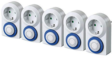 Brennenstuhl Zeitschaltuhr MMZ 20, mechanische Timer-Steckdose (Tages-Zeitschaltuhr, Kindersicherung) (5 Stück)