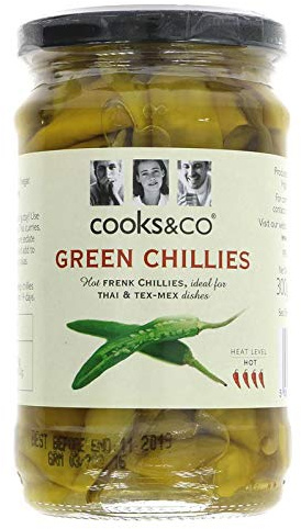 Cooks & Co Whole Green Chillies 300g (Pack of 6)