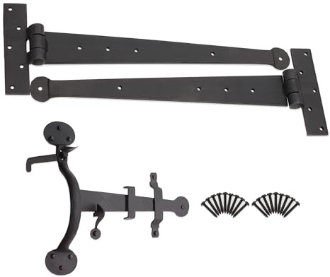 Hand Forged Blacksmith Traditional Penny end Door Tee Hinges+ Suffolk Latch (15 Hinges + Suffolk Latch)