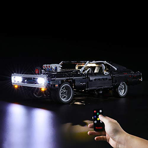 BRIKSMAX Led Beleuchtungsset für Dom's Dodge Charger,Kompatibel Mit Lego 42111 Bausteinen Modell -Ohne Lego Set (Fernbedienungsversion)