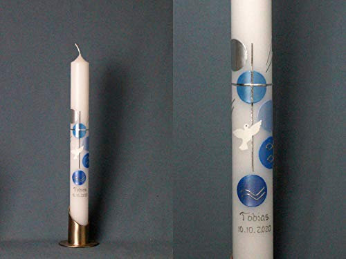 Taufkerze/Kommunionkerze 400 x 40 mm, inklusive Beschriftung ! P 108/1