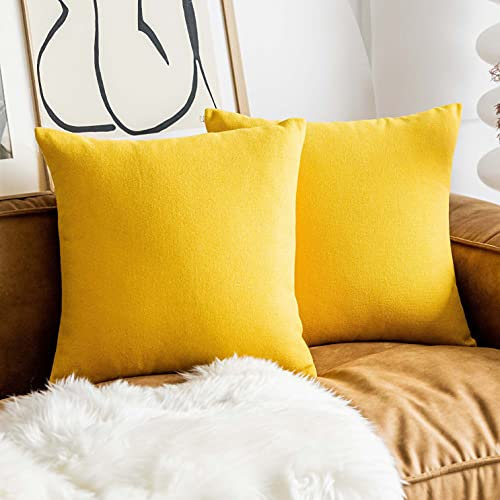 Home Brilliant 24x24 Kissenbezüge für Bett Sofa Baumwolle Leinen Sackleinen Große Wurfkissen für Couch Bank, 2er Pack, 24x24 Zoll, 60x60 cm, Gelb