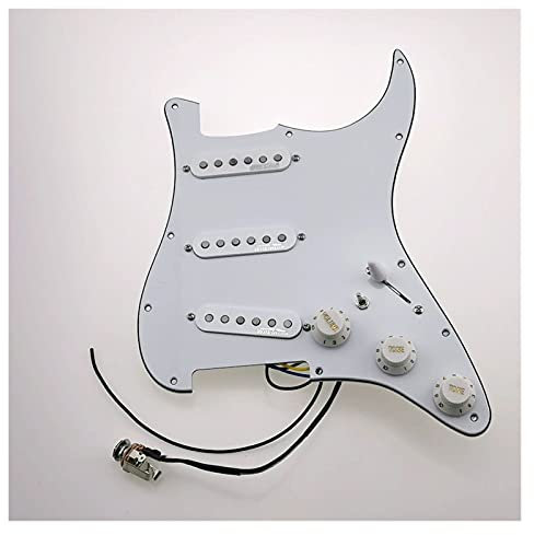 Gitarrenzubehör 7 Stimmen Vorverdrahtete Pickguard-Kabelbaum Guitar-Pickups Alnico5 SSS Single-Coil-Abholung Von Wilkinson WVS 60 Für Stratocaster (Color : White Pickguard)
