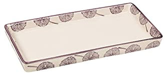 Tranquillo Badablage rechteckig, Badtablett, handbedruckte Keramik Floral, 23x12x2,5 cm