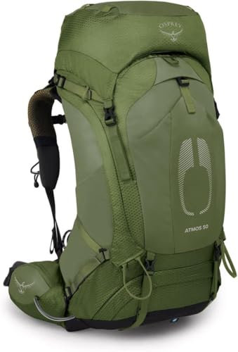 Osprey Herren 50l Men's Backpacking Backpack Atmos AG 50 Mythical Green, Mythisches Grün, S/M