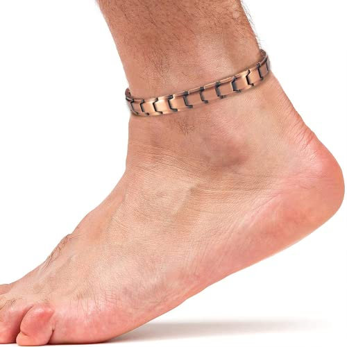 Bracelets de cheville magnétiques en cuivre de 26 cm/12 mm, jolis et tendance, cadeau pour homme, cadeau de fête des pères