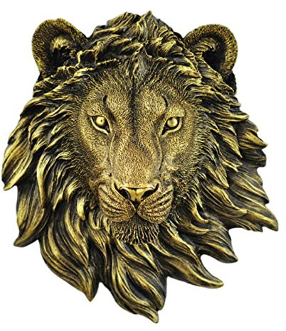 Löwenkopf Wandhalterung, Vintage Kupfer Wanddekoration, Harz Simulation Tier Wandbehang, Löwe Statuen, Faux Taxidermie Tierkopf Wandbefestigung Dekor