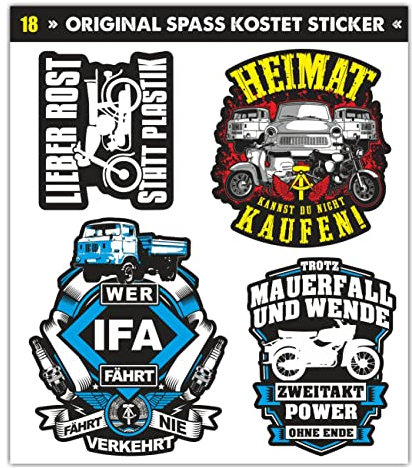 Spaß Kostet Sticker Set Ossi LKW IFA Zweitakt DDR Sprüche Aufkleber