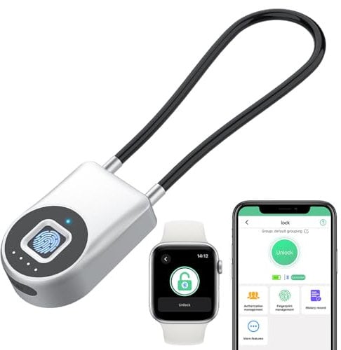 elektronisches Kabelschloss eLinkSmart Fahrradschloss Fingerabdruck mit Fingerabdruck Telefon-App: 22CM wasserdicht schlüsselloses Kabel-Schloss für Tür Schule Fitnessstudio Schließfach wasserdicht