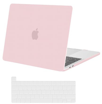 MOSISO Hülle Kompatibel mit MacBook Pro 13 Zoll 2024 2023 2022-2016 M2 M1 A2338 A2251 A2289 A2159 A1989 A1708 A1706 mit/ohne Touch Bar, Plastik Hartschale Case&Tastaturabdeckung,Rosenquarz