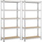 Yaheetech 2PCS 5 Tier Garage Shelving Units Heavy Duty Metal Storage Shelves Shed Utility Rack, 90 x 30 x 180cm, 175KG Per Shelf, Silver