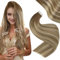 Easyouth Tape Hair Extensions Real Human Hair Balayage Brown Glue in Hair Extensions Tape in Human Hair Ombre Brown to Platinum Blonde Human Hair Tape in Extensions