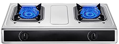 IBOWZ Burner Gas Cooker gas hob 71cm Desktop Cooking 2 Burners Gas Hob Cooker,Portable Stainless Steel 4.0kW Indoor Dining,Cast Iron Pan Support, For Kitchen Restaurant Apartments [Energy Class A]