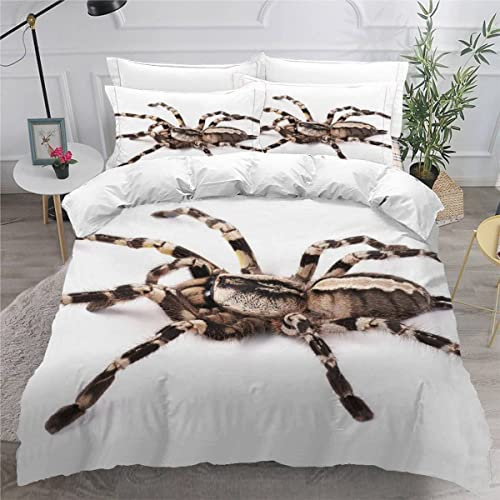 VIROGE Bettwäsche 200x200 Teenager Spinne Bettbezug Set mit Reißverschluss und 2 Kissenbezug Mikrofaser 3D Tier Vogelspinne Bettwäsche Set 3 Teilig Dekorativ für Erwachsene Kinder