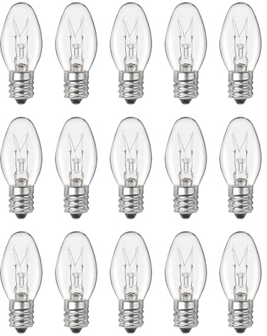 OuuKoo Night Light Bulb Warm White Replacement Bulbs - E12 Light Bulbs - 7Watt Incandescent Bulbs - 15 Packs, Warm White Glow - Dimmable (Night Light Bulbs 7 Watt)