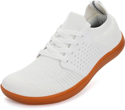 WHITIN Barfußschuhe Herren Damen Barfuß Barfuss Schuhe Breite Weit Barfussschuhe Knit Barefoot Shoes Sneaker Walkingschuhe Hallenschuhe Gym Outdoor Weiß 42 EU
