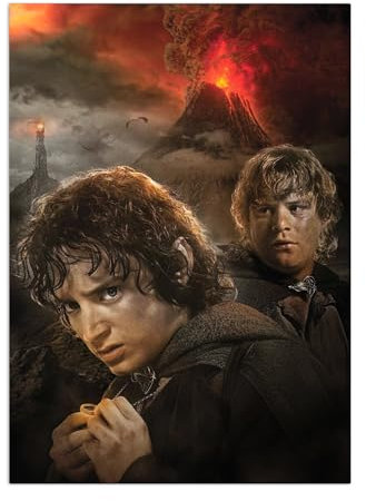 Displate Offiziell Herr der Ringe MetallPoster Magnetische Befestigung Inklusive Lizenziert Bilder Hochwertiges Poster Lord of the Rings Characters - Route to Mount Doom Poster 45 cm x 32 cm