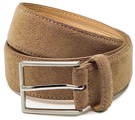 Riemen & Co Herrengürtel Bobby - Wildleder - Taupe - Breite: 3,5 cm - 95 cm