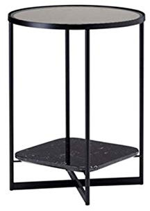 ANIFM Table Basse en Verre, Table Double Ronde en Fer forgé en métal Noir/Blanc avec étagères en marbre Table d'appoint décorative dans Le Salon/Studio,Noir,42 * 42 * 50Cm Feito na China Comfortable