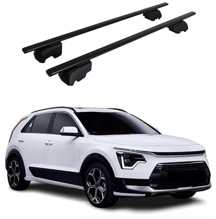 OMAC Dachträger für Kia NIRO 2017-2022 Stahl Schwarz 2 Stangen | ISO/PAS 11154:2006 geprüft, Abschließbar, City-Crash-getestet, bis 75 kg Traglast, Querträger, Grundträger