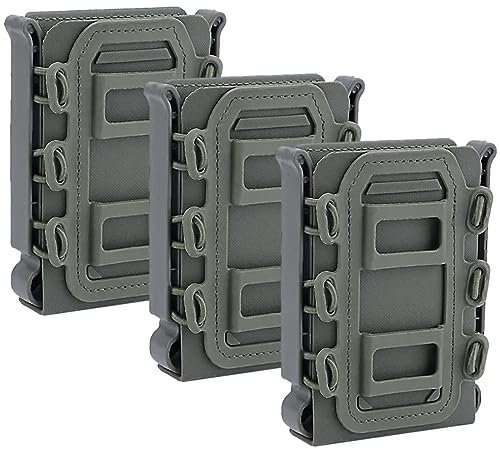ACEXIER 3 STÜCKE Taktischer schneller Mag TPR Flexibler Molle-Magazintaschenträger für Ar15 M4 5.56/7.62 Mag Pouch Rifle Pistol Magazinhalter (Green)